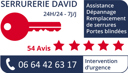 Carte de contact Serrurerie David au 06 64 42 63 17